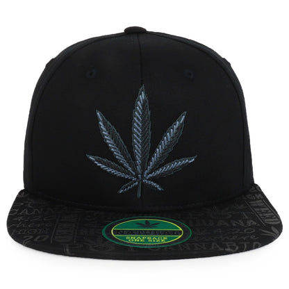Snapback Cap - Rasta MJ Leaf 3D Embroidered Flat Bill High Profile 6 Panel Structured - product detail view 35
