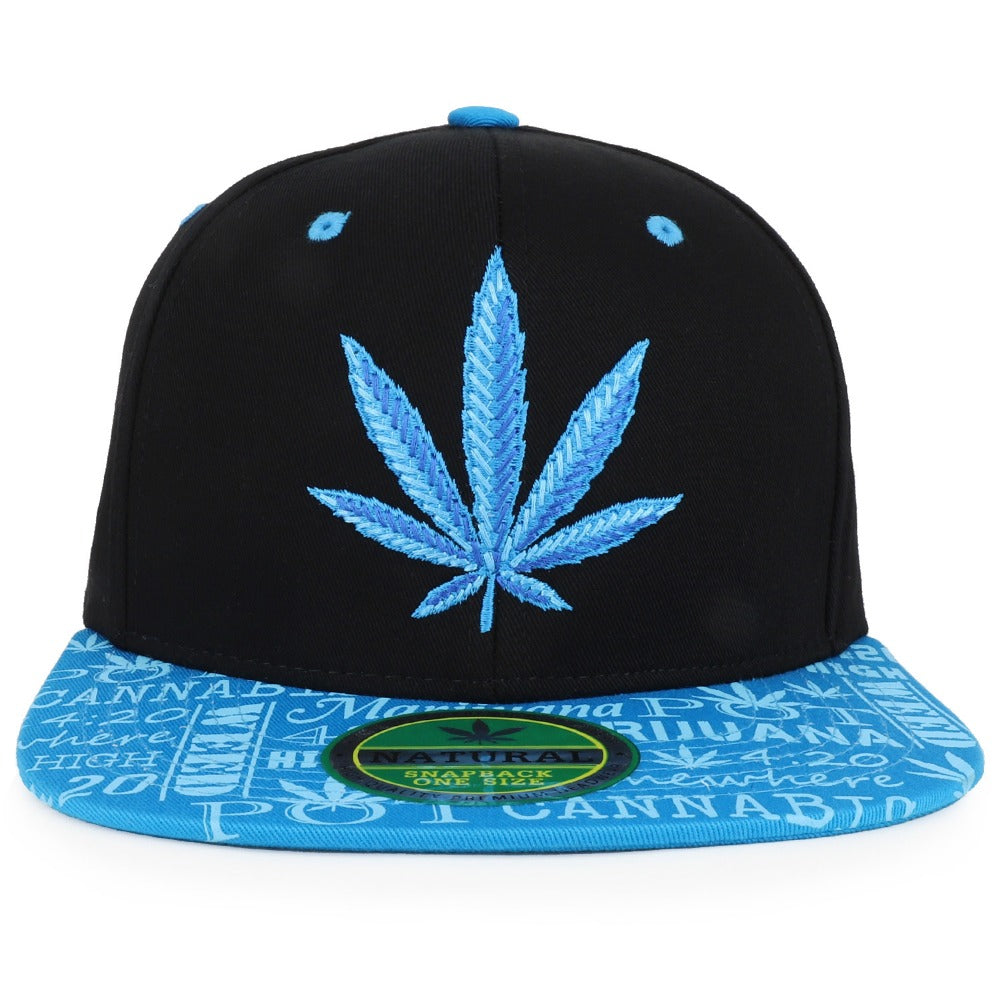 Snapback Cap - Rasta MJ Leaf 3D Embroidered Flat Bill High Profile 6 Panel Structured - product detail view 41