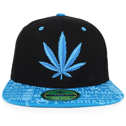 Snapback Cap - Rasta MJ Leaf 3D Embroidered Flat Bill High Profile 6 Panel Structured - product detail view 41