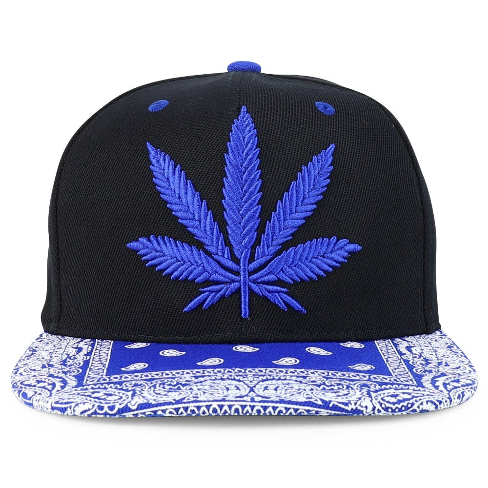 Snapback Cap - Rasta MJ Leaf 3D Embroidered Flat Bill High Profile 6 Panel Structured - product detail view 45