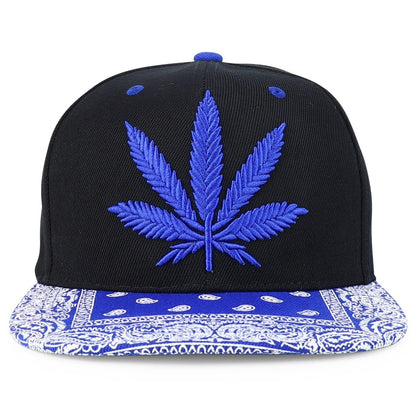Snapback Cap - Rasta MJ Leaf 3D Embroidered Flat Bill High Profile 6 Panel Structured - product detail view 45