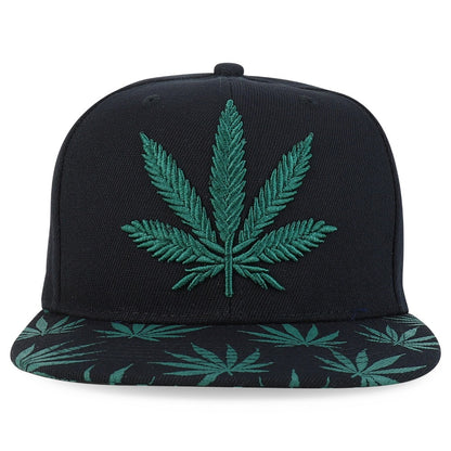 Snapback Cap - Rasta MJ Leaf 3D Embroidered Flat Bill High Profile 6 Panel Structured - product detail view 47