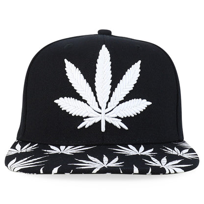 Snapback Cap - Rasta MJ Leaf 3D Embroidered Flat Bill High Profile 6 Panel Structured - product detail view 50