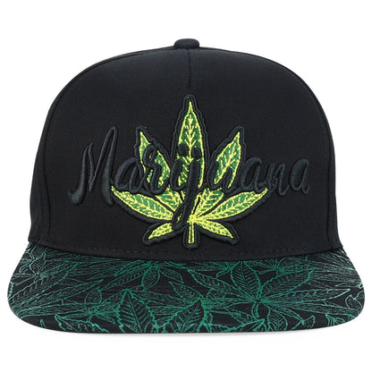 Snapback Cap - Rasta MJ Leaf 3D Embroidered Flat Bill High Profile 6 Panel Structured - product detail view 51
