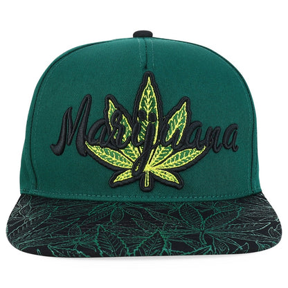 Snapback Cap - Rasta MJ Leaf 3D Embroidered Flat Bill High Profile 6 Panel Structured - product detail view 52