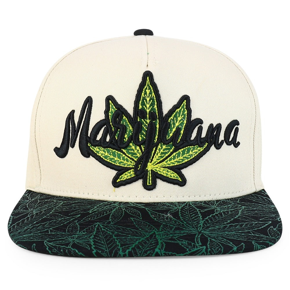 Snapback Cap - Rasta MJ Leaf 3D Embroidered Flat Bill High Profile 6 Panel Structured - product detail view 53