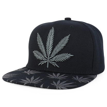 Snapback Cap - Rasta MJ Leaf 3D Embroidered Flat Bill High Profile 6 Panel Structured - product detail view 56