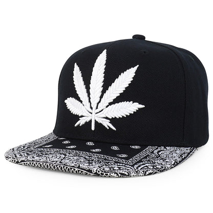 Snapback Cap - Rasta MJ Leaf 3D Embroidered Flat Bill High Profile 6 Panel Structured - product detail view 61
