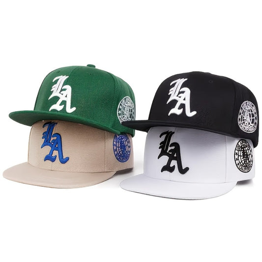 Snapback Hat - Set of 4 LA Embroidered Flat Brim Baseball Caps for Men & Women - main product view
