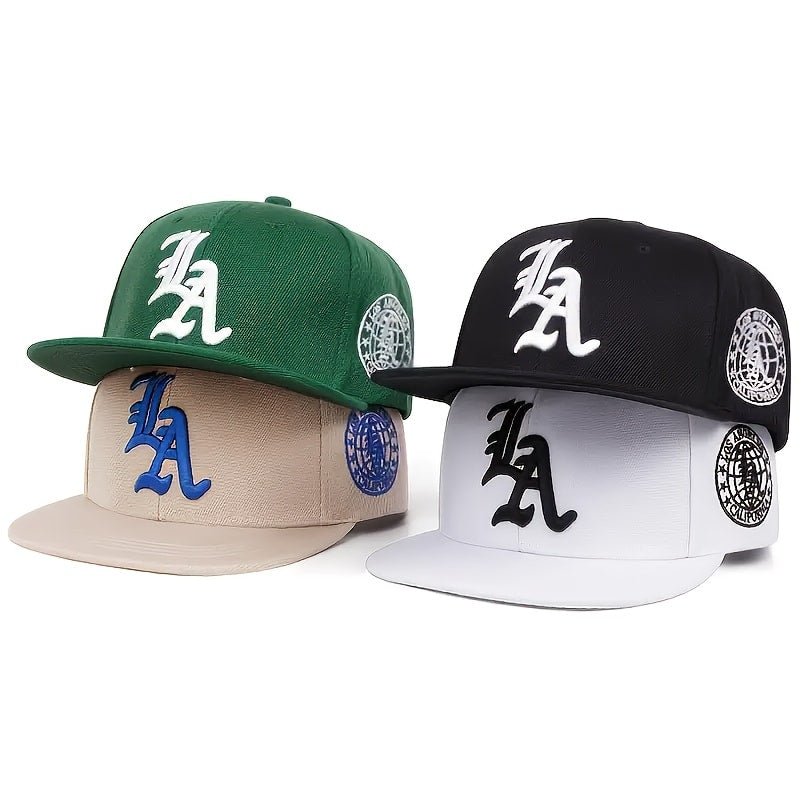 Snapback Hat - Set of 4 LA Embroidered Flat Brim Baseball Caps for Men & Women - product detail view 9