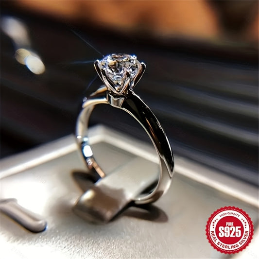 Stackable Rings for Women - 925 Silver Solitaire, Clear Stone Setting - 925 silver detail