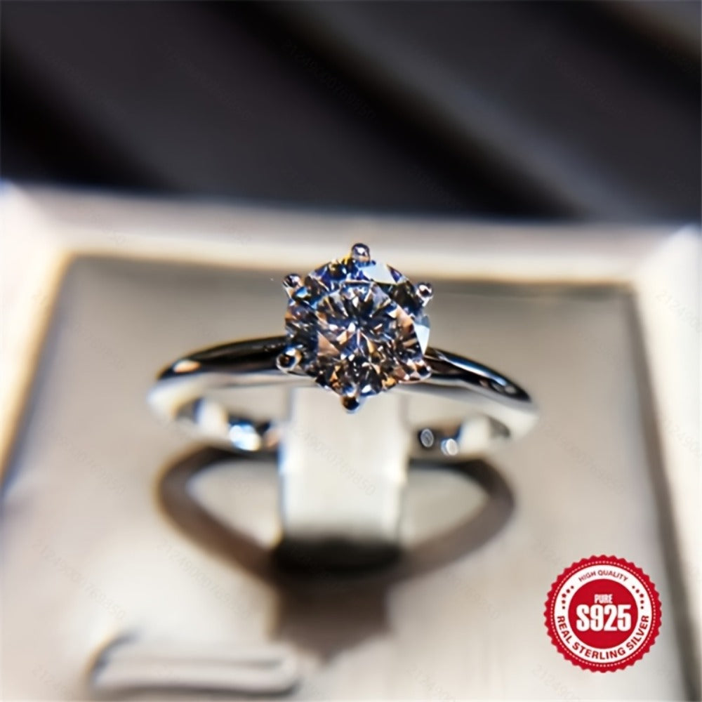Stackable Rings for Women - 925 Silver Solitaire, Clear Stone Setting - 925 silver detail