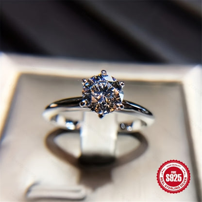 Stackable Rings for Women - 925 Silver Solitaire, Clear Stone Setting - 925 silver detail