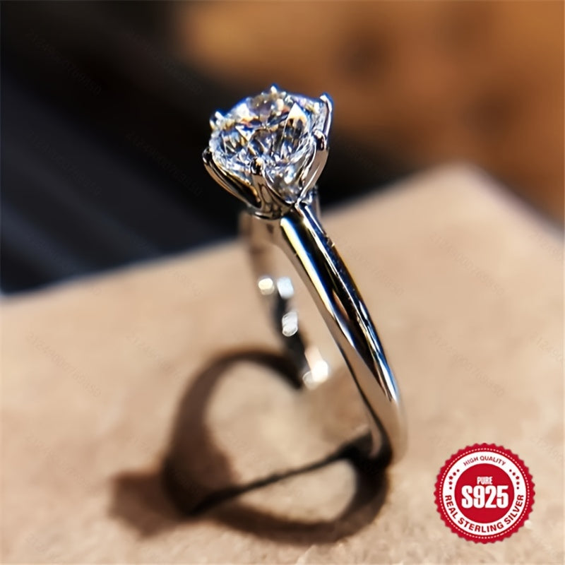 Stackable Rings for Women - 925 Silver Solitaire, Clear Stone Setting - 925 silver detail