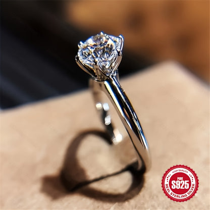 Stackable Rings for Women - 925 Silver Solitaire, Clear Stone Setting - 925 silver detail
