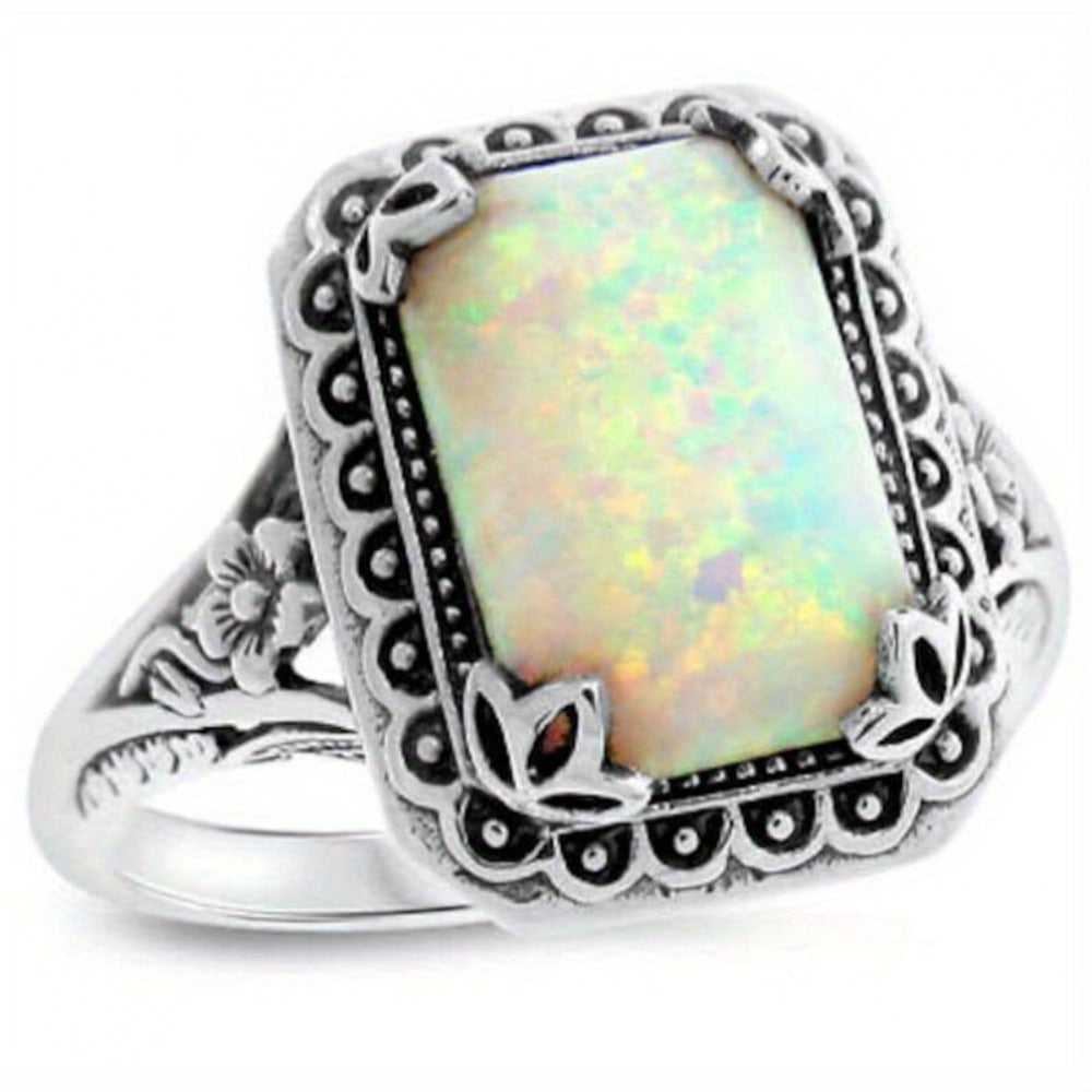 Stackable Rings for Women - 925 Sterling Silver Ring for Handcrafted Inlaid Stone Elegant Band - product detail view 5