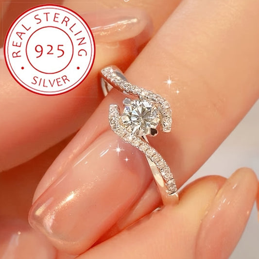 Stackable Rings for Women - 925 Sterling Silver Ring Hypoallergenic Celestial Hollow Star Moon Band - main product view