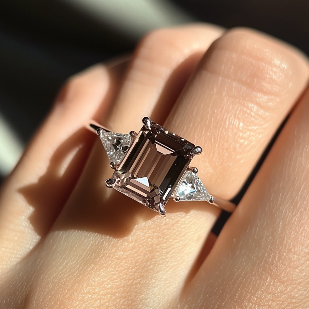 Stackable Rings for Women - 925 Sterling Silver Ring Set 3 Carat Synthetic CZ Luxurious Festive Design - product detail view