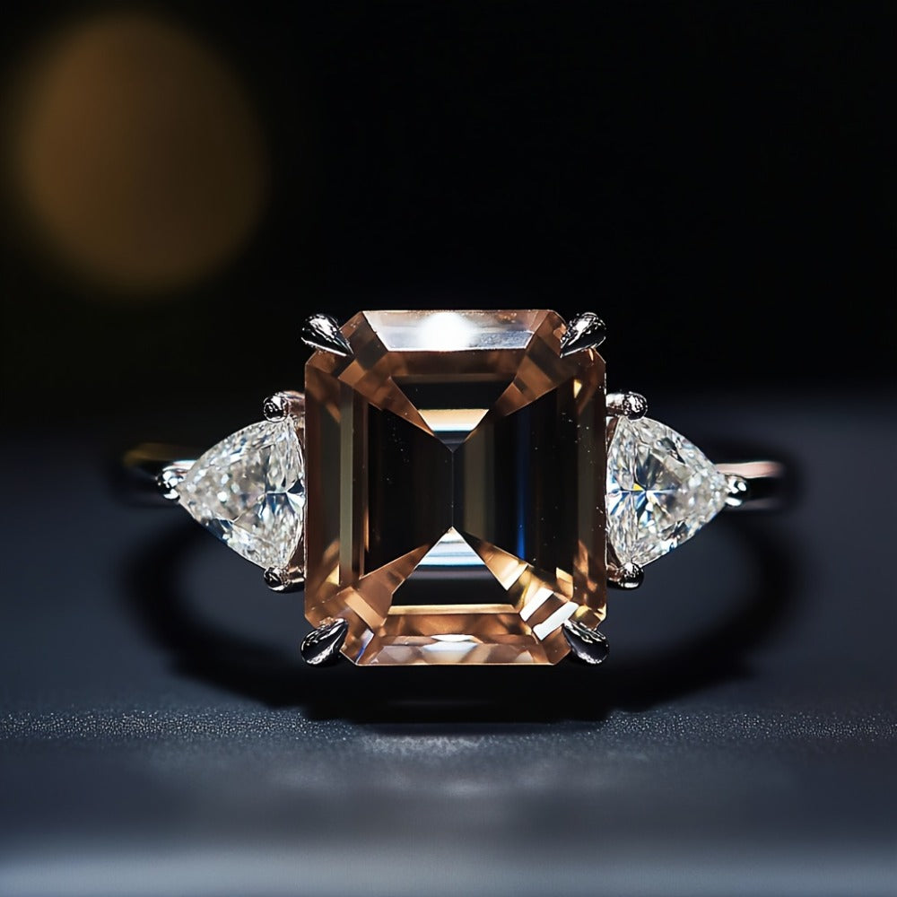 Stackable Rings for Women - 925 Sterling Silver Ring Set 3 Carat Synthetic CZ Luxurious Festive Design - product detail view