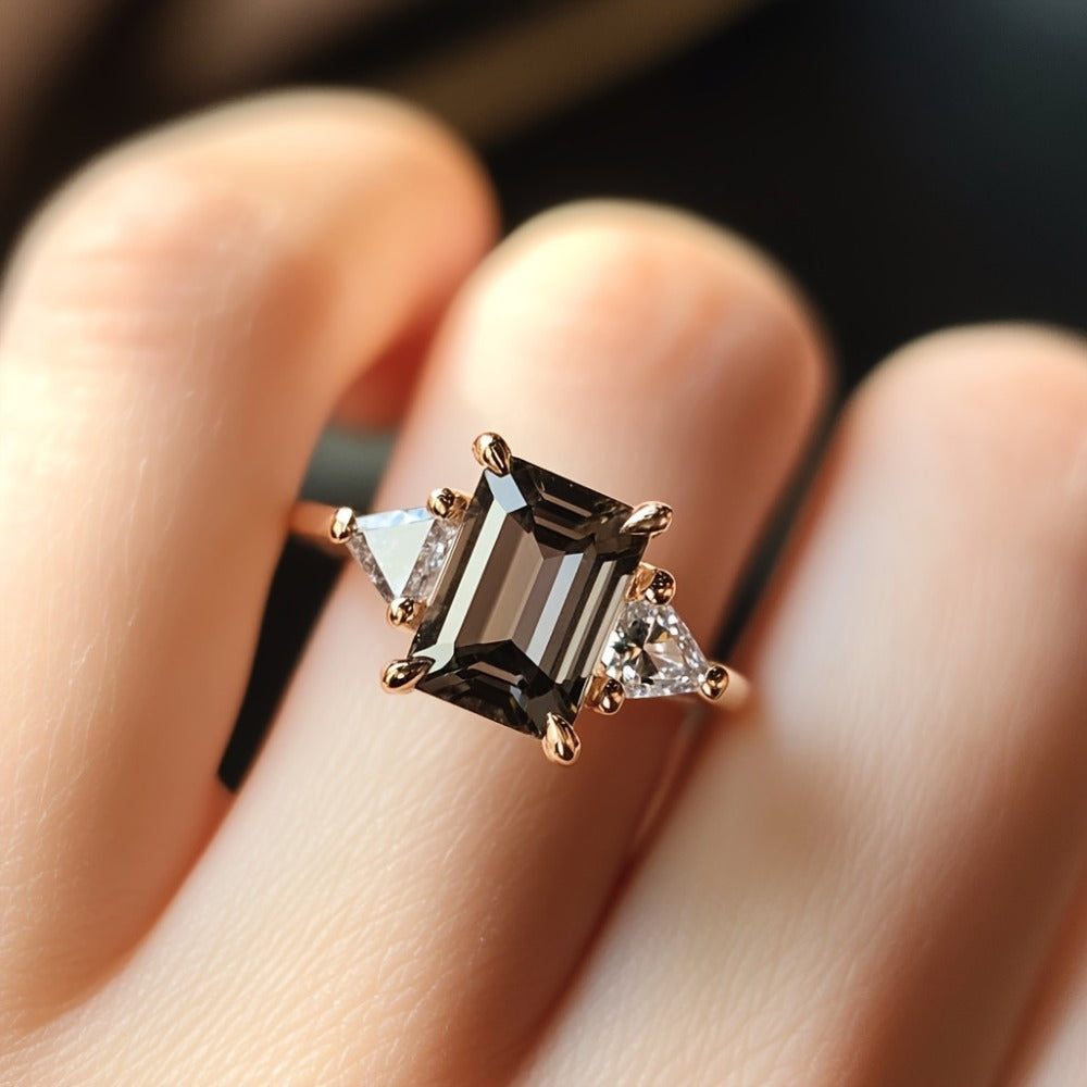 Stackable Rings for Women - 925 Sterling Silver Ring Set 3 Carat Synthetic CZ Luxurious Festive Design - product detail view