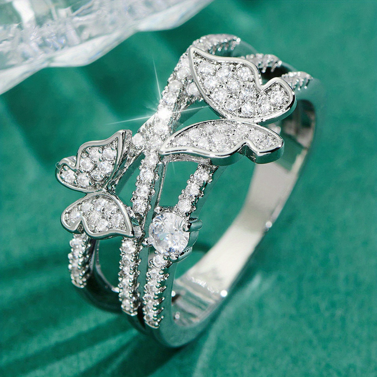 Stackable Rings for Women - Butterfly Ring for 925 Sterling Silver Multi-Layer Zirconia Band Ring - product detail view 9