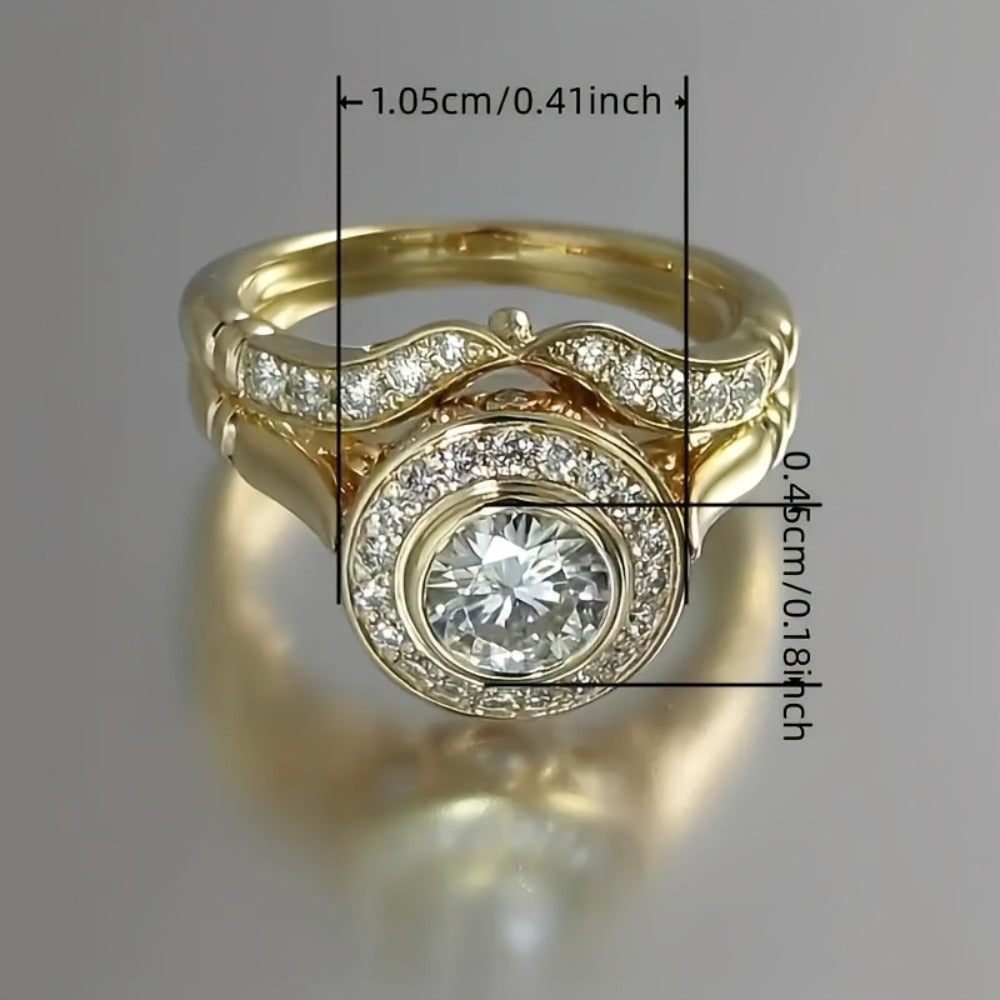 Stackable Rings for Women - Gold Ring Set 18K Gold Plated 2pcs for Men Sizes 6-10 Wedding Valentine - product detail view 2
