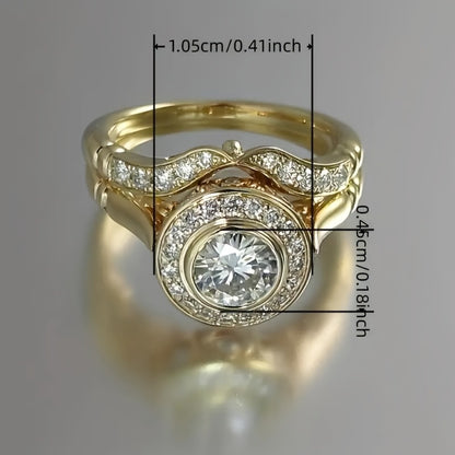 Stackable Rings for Women - Gold Ring Set 18K Gold Plated 2pcs for Men Sizes 6-10 Wedding Valentine - product detail view 2