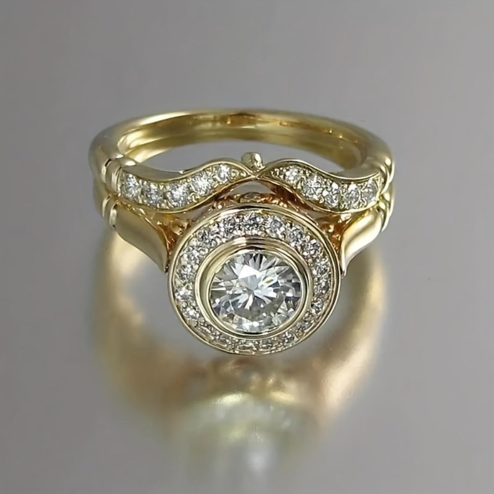 Stackable Rings for Women - Gold Ring Set 18K Gold Plated 2pcs for Men Sizes 6-10 Wedding Valentine - product detail view 4