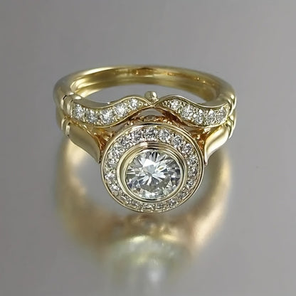 Stackable Rings for Women - Gold Ring Set 18K Gold Plated 2pcs for Men Sizes 6-10 Wedding Valentine - product detail view 4