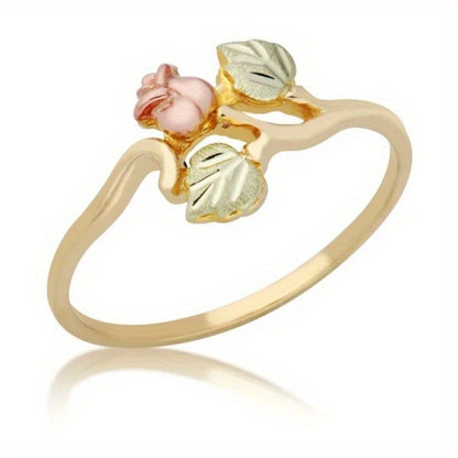 Stackable Rings for Women - Gold-Tone Floral Set, 4 Stackable Pieces - product detail view 11