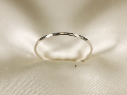 Stackable Rings for Women - Hammered Ring S925 Sterling Silver Minimalist Textured Band Ring Sizes - product detail view 8