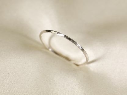 Stackable Rings for Women - Hammered Ring S925 Sterling Silver Minimalist Textured Band Ring Sizes - product detail view 9