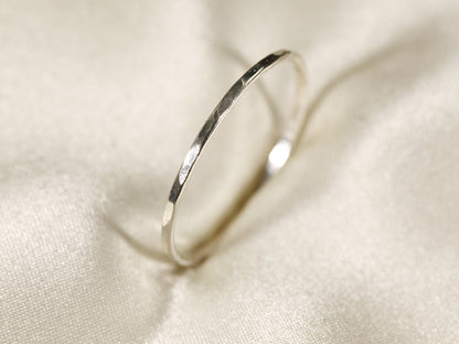 Stackable Rings for Women - Hammered Ring S925 Sterling Silver Minimalist Textured Band Ring Sizes - product detail view 10