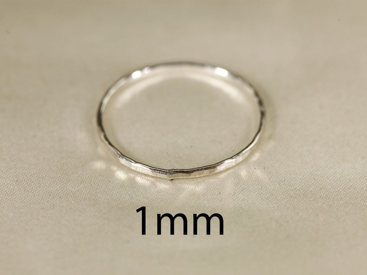Stackable Rings for Women - Hammered Ring S925 Sterling Silver Minimalist Textured Band Ring Sizes - product detail view 11