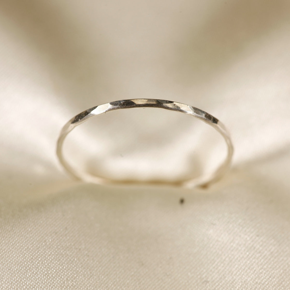 Stackable Rings for Women - Hammered Ring S925 Sterling Silver Minimalist Textured Band Ring Sizes - product detail view 12