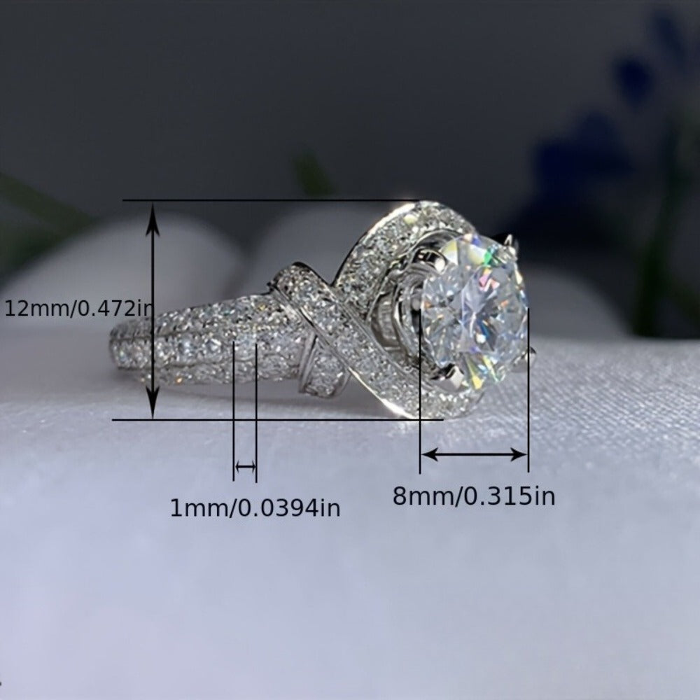 Stackable Rings for Women - Moissanite Engagement Ring 925 Silver - Vintage Flower Tower Intertwined - product detail view 4
