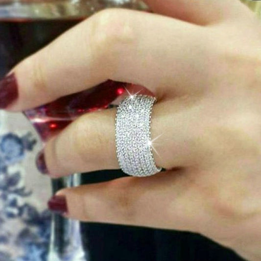 Stackable Rings for Women - Moissanite Eternity Ring S925 Sterling Silver for - Wide Band Micro Pave - main product view