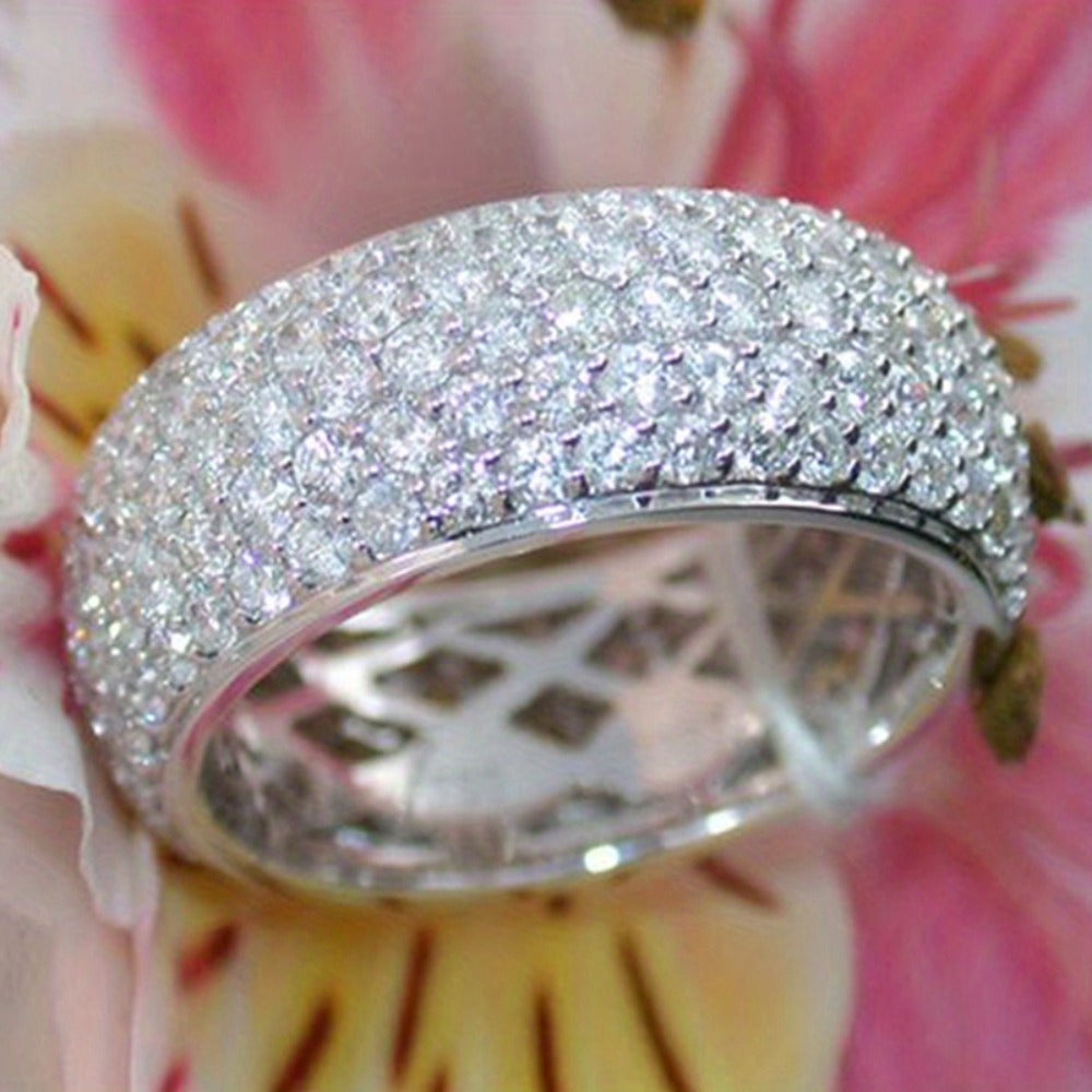 Stackable Rings for Women - Moissanite Eternity Ring S925 Sterling Silver for - Wide Band Micro Pave - product detail view 4