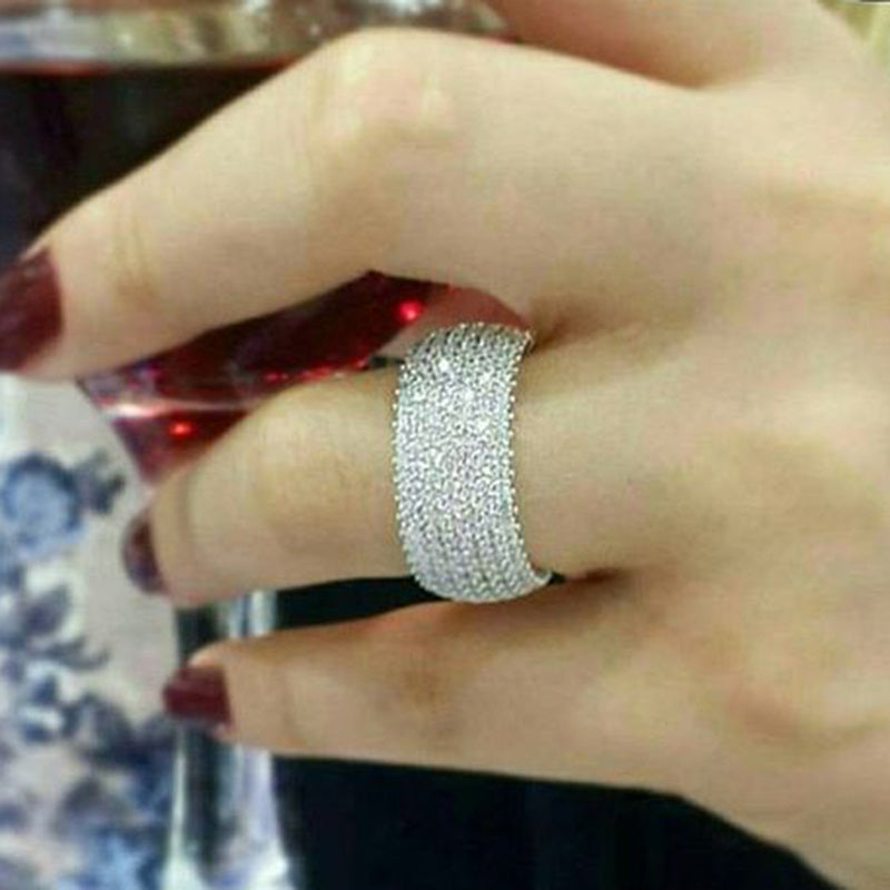 Stackable Rings for Women - Moissanite Eternity Ring S925 Sterling Silver for - Wide Band Micro Pave - product detail view 8