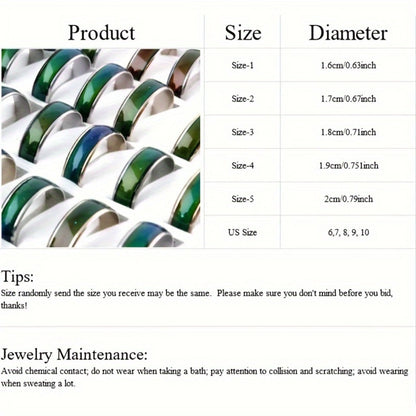 Stackable Rings for Women - Mood 100Pcs Color Changing Temperature Ring Set 6mm Band Unisex Vintage - product detail view 2