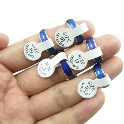 Stackable Rings for Women - Mood 100Pcs Color Changing Temperature Ring Set 6mm Band Unisex Vintage - product detail view 4