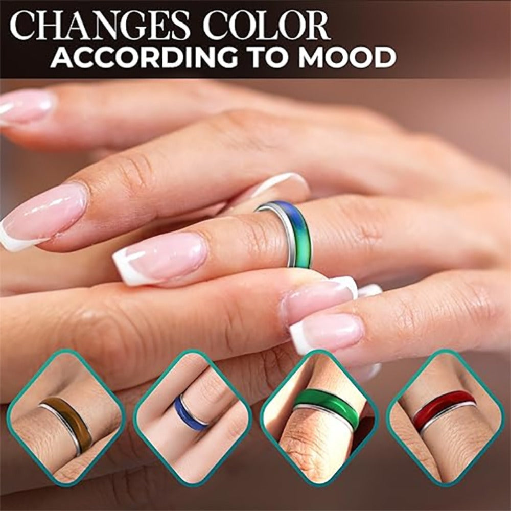 Stackable Rings for Women - Mood 100Pcs Color Changing Temperature Ring Set 6mm Band Unisex Vintage - product detail view 9