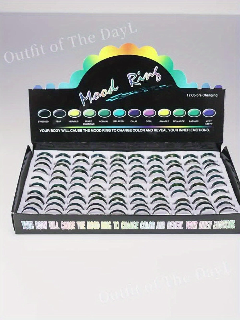 Stackable Rings for Women - Mood 100Pcs Color Changing Temperature Ring Set 6mm Band Unisex Vintage - product detail view 10
