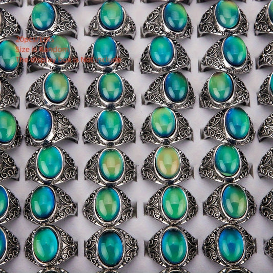Stackable Rings for Women - Mood Bulk 20 Pcs Stone Color Changing Ring Set for Men - Fashion Jewelry - main product view