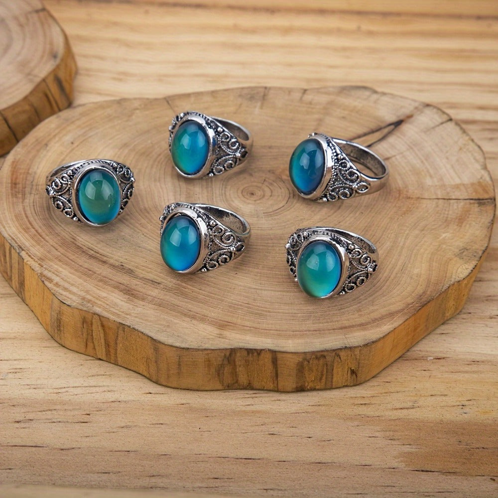 Stackable Rings for Women - Mood Bulk 20 Pcs Stone Color Changing Ring Set for Men - Fashion Jewelry - product detail view 5