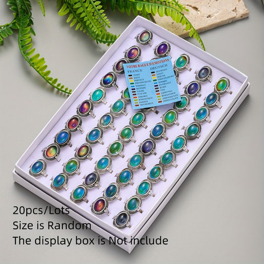 Stackable Rings for Women - Mood Bulk 20pcs Lot Color Changing Heart Temperature Ring Set for Men - main product view