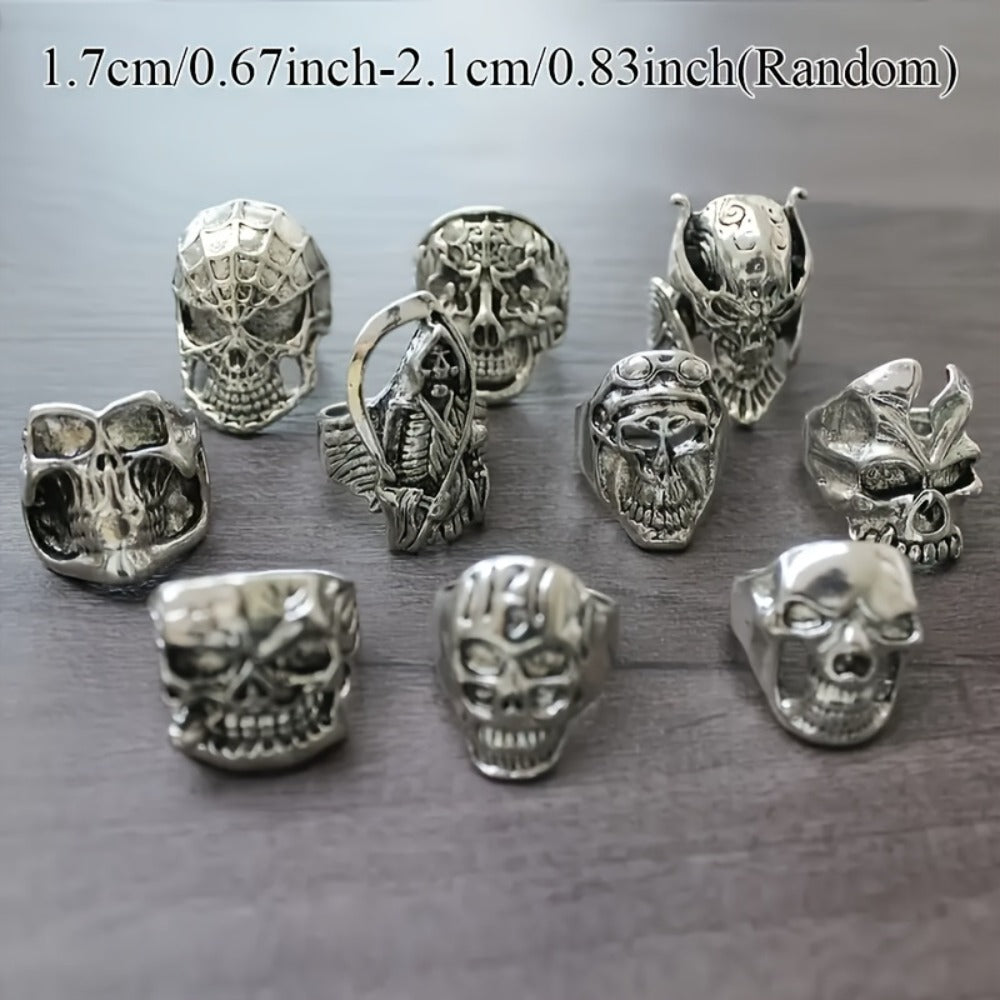 Stackable Rings for Women - Punk Ring Set 20Pcs Spider Skull Poker Design Men's Fashion Streetwear - product detail view 2