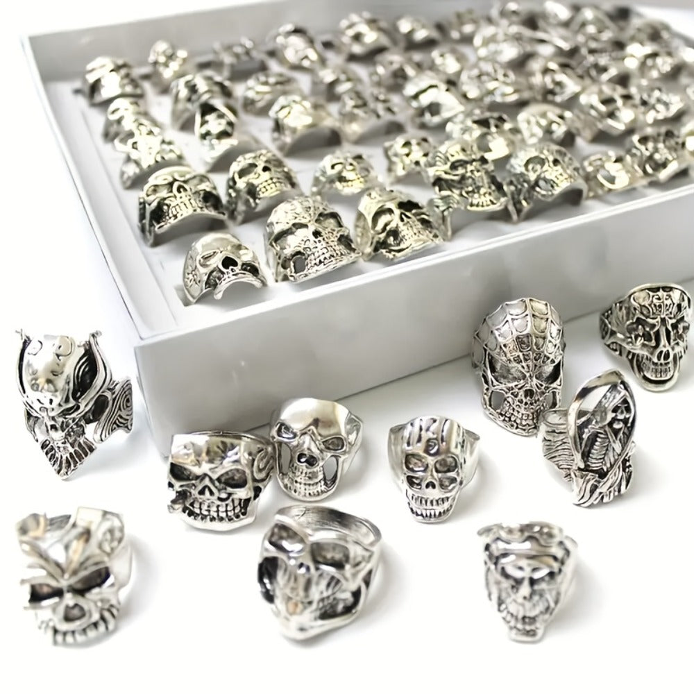 Stackable Rings for Women - Punk Ring Set 20Pcs Spider Skull Poker Design Men's Fashion Streetwear - product detail view 3