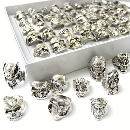 Stackable Rings for Women - Punk Ring Set 20Pcs Spider Skull Poker Design Men's Fashion Streetwear - product detail view 3