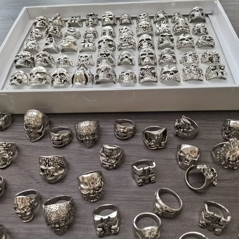 Stackable Rings for Women - Punk Ring Set 20Pcs Spider Skull Poker Design Men's Fashion Streetwear - product detail view 4